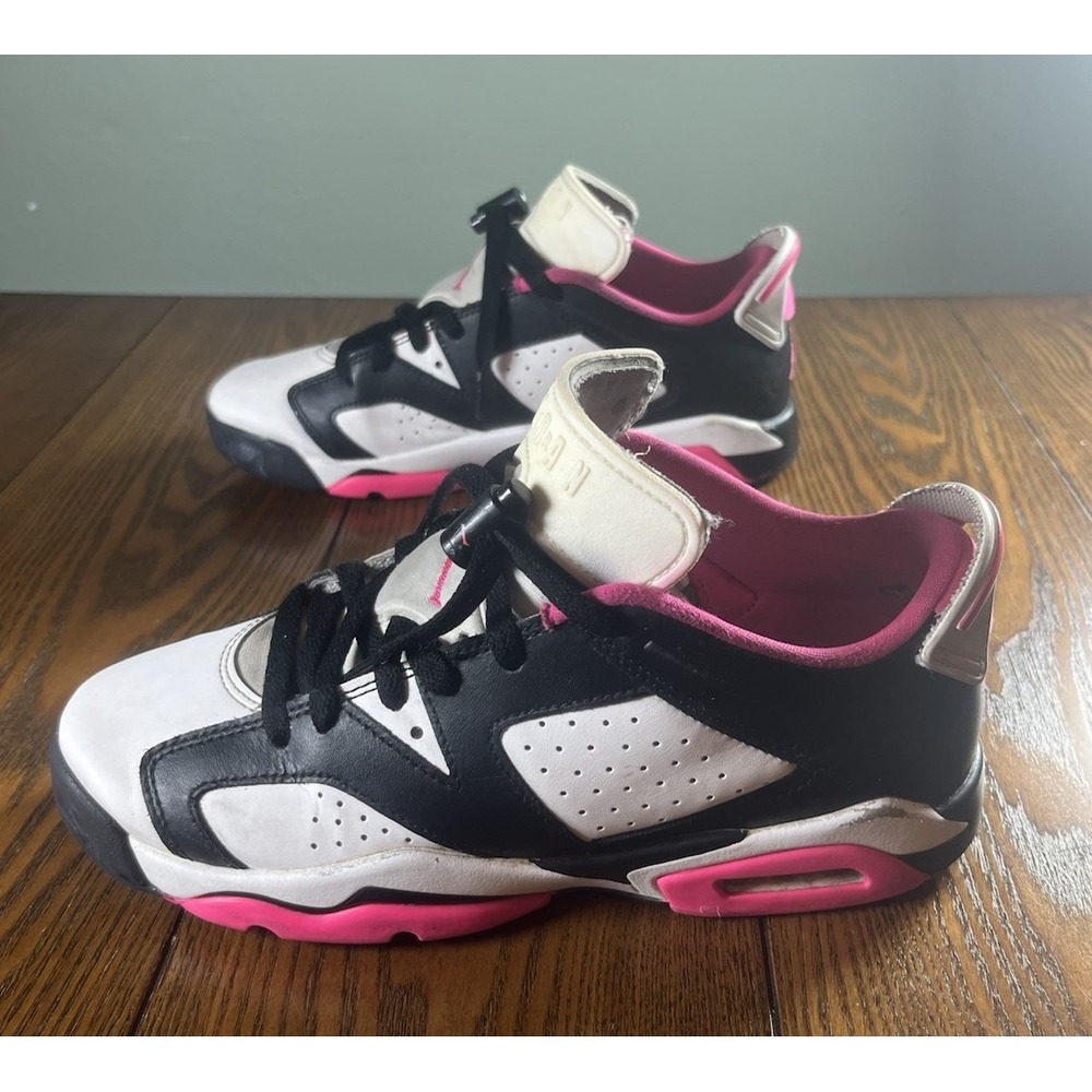 Nike Air Jordan 6 Retro Low 768878-061 Black White Fierce Pink Kids size 6.5Y